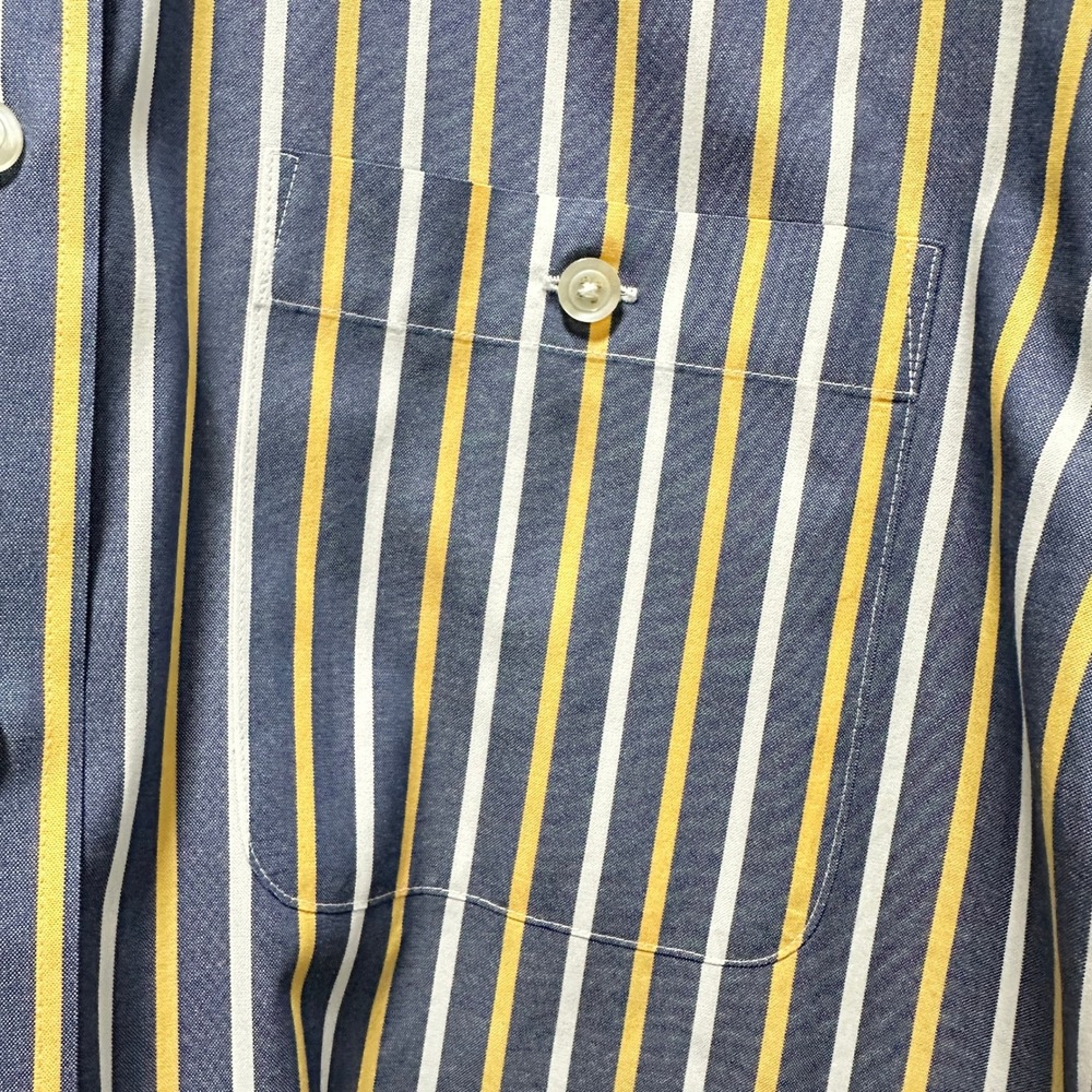 Orvis Classic Fit Shirt Mens Large Blue Yellow Stripe Button Down Cotton - Picture 3 of 6